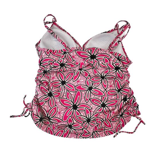 Sonoma Tankini Top 16 Pink Floral Hibiscus Print Ruched Adjustable Swimwear - Picture 6 of 8